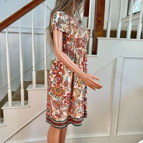 Dressbarn whimsical flower off shoulder dress - Picture 6 of 9